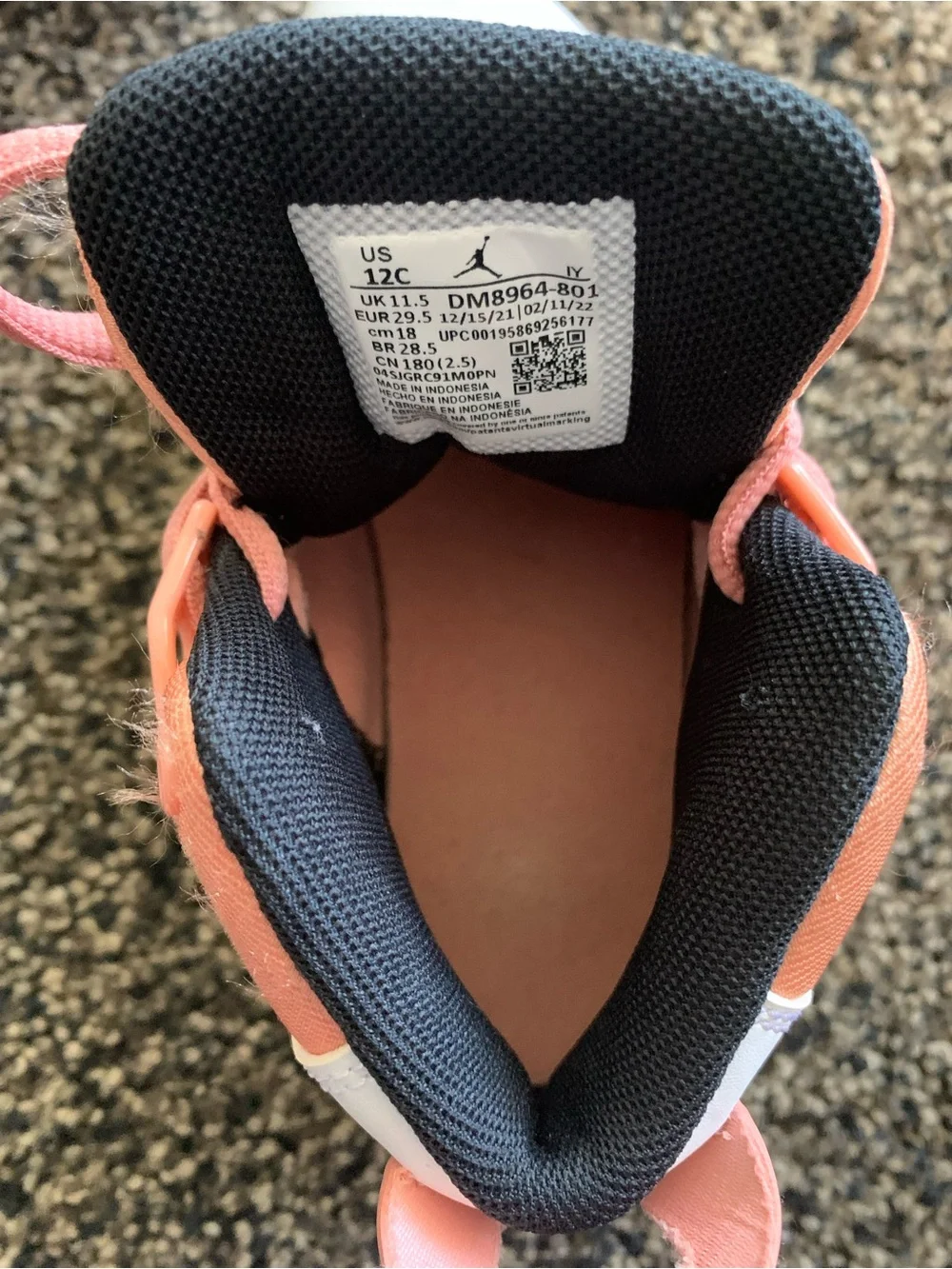 Kids Mid-Top Jordan Sneakers in Pink and White size 12C